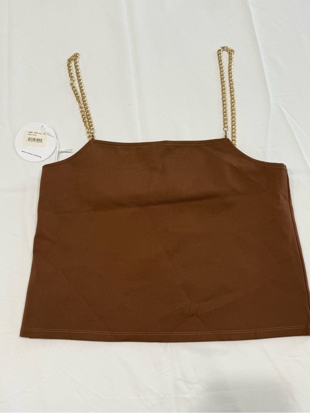 STAUD Sammi Tank Top S Brown Gold Chain Strap NWT